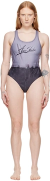 ACNE STUDIOS GRAY PRINTED SWIMSUIT