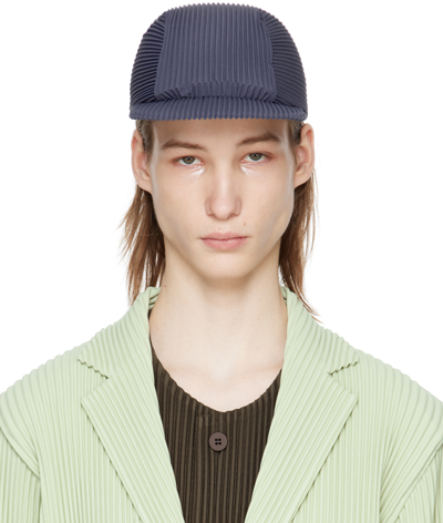 Issey Miyake Grey Pleats Cap In 76-blue Charcoal