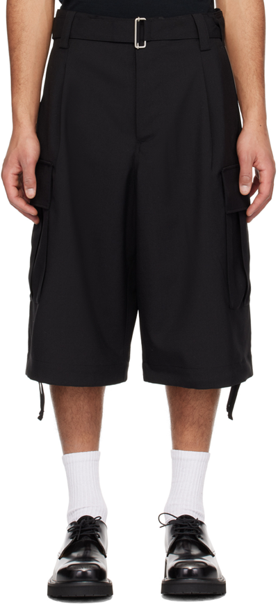 Kenzo Black  Paris Cargo Shorts