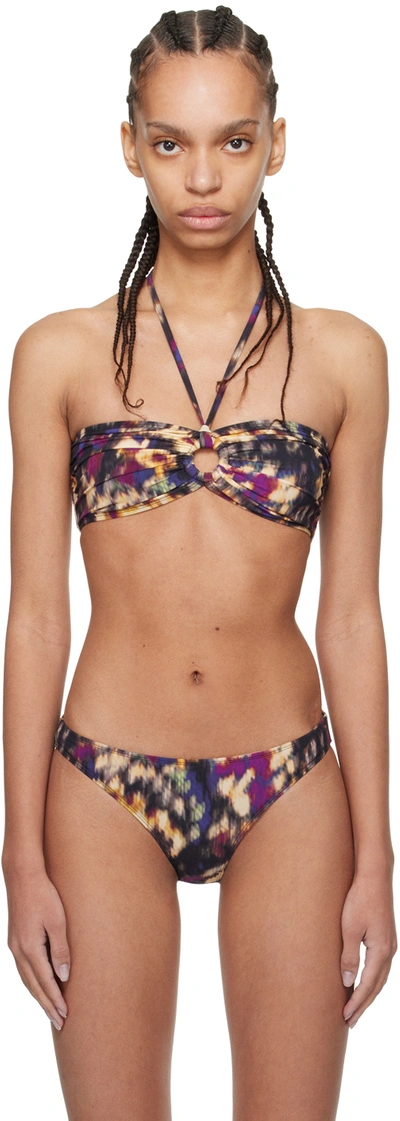 Isabel Marant Étoile Multicolor Starnea Bikini Top In Oebk Ochre/black