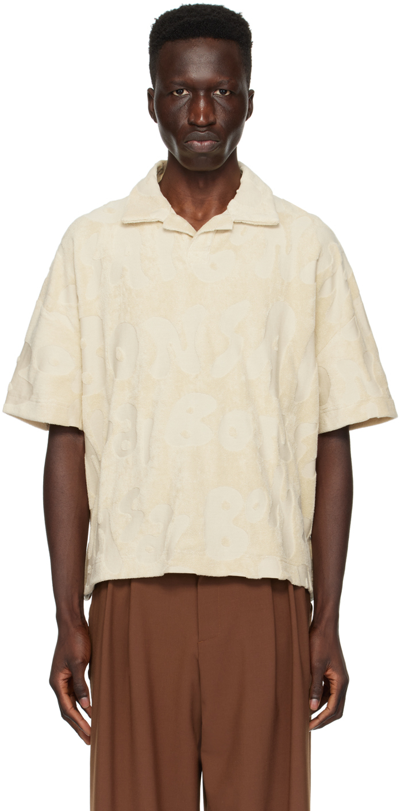 Bonsai Beige Jacquard Polo In Almond Oil Almoil