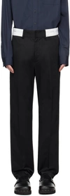 Palm Angels Contrasting-waistband Tapered Trousers In Black Off