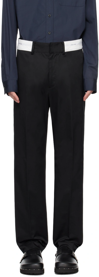 Palm Angels Contrasting-waistband Tapered Trousers In Black Off White