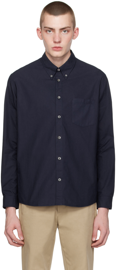 Apc Edouard Button-down Collar Cotton Shirt In Blue