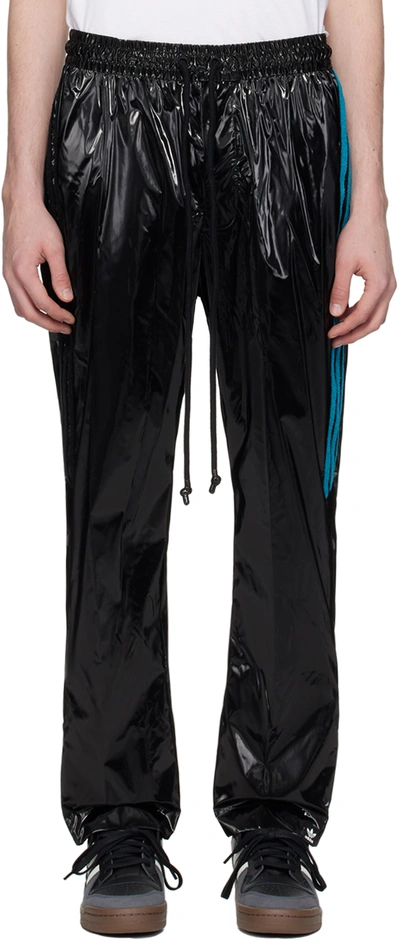 Song For The Mute Black Adidas Originals Edition Shiny Sweatpants In Black/active Teal