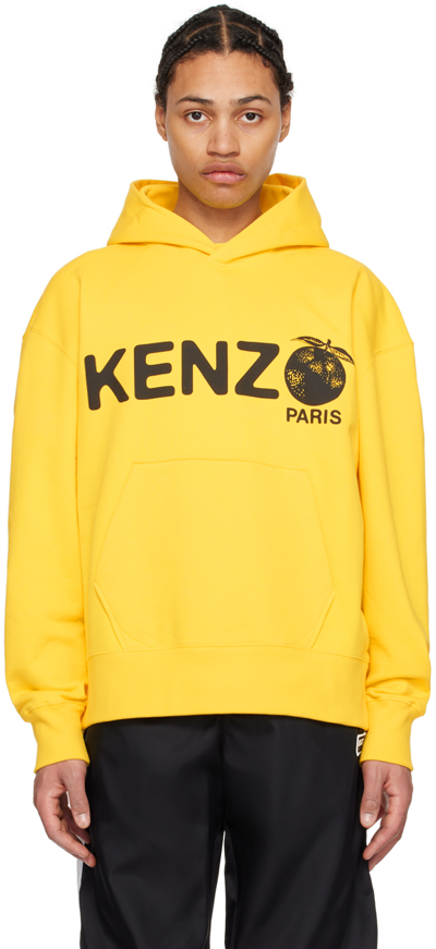 Kenzo Yellow  Paris Orange Hoodie In Lemon