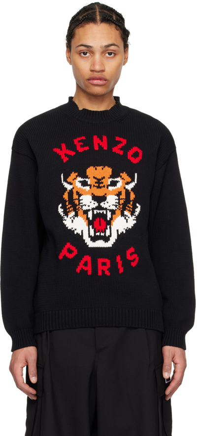 Kenzo Knit Lucky Tiger Sweater Men In Black