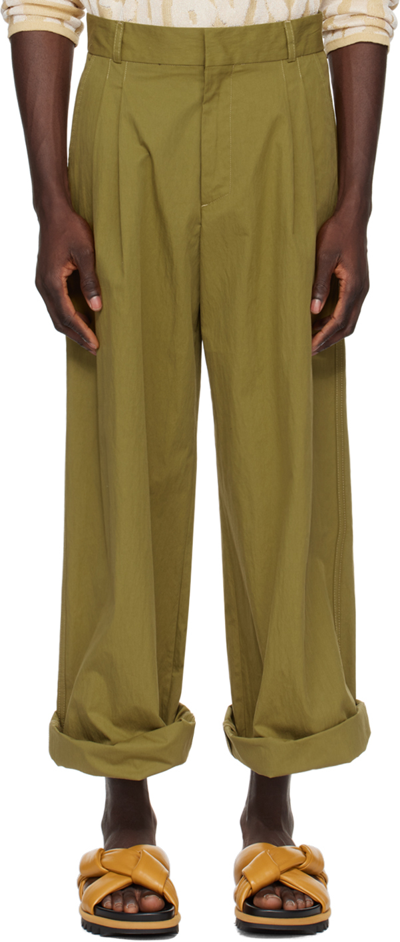 Bonsai Khaki Loose-fit Trousers In Cress Green Crsgre