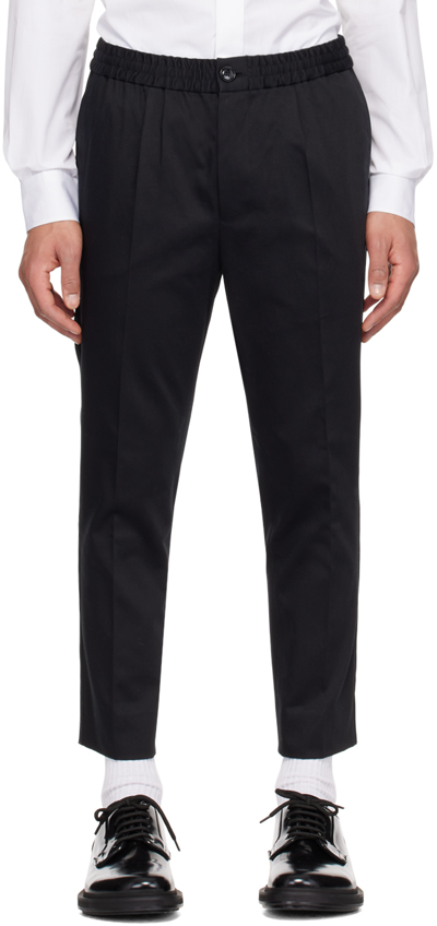 Ami Alexandre Mattiussi Black Elasticized Waistband Trousers In Black/001