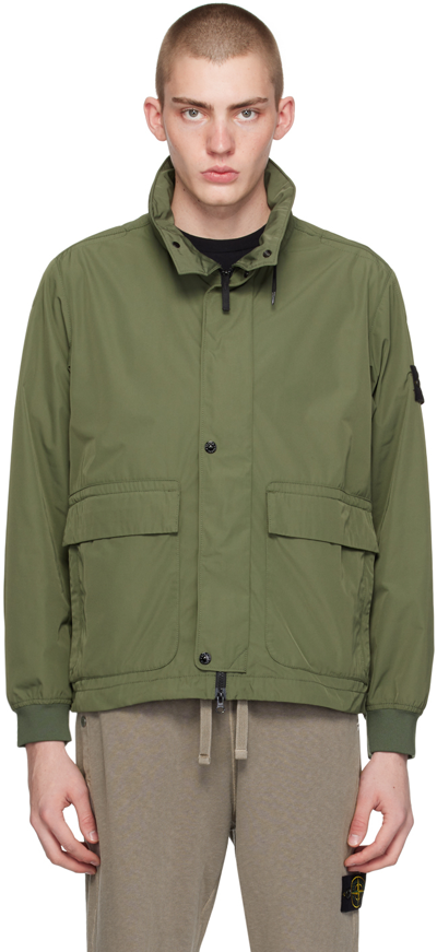 Stone Island Green Stand Collar Jacket In V0059 Musk