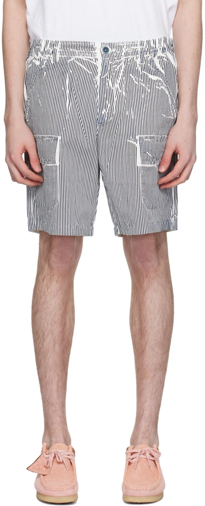 Ranra White & Navy Stuttur Shorts In 2167 Stripy Navy