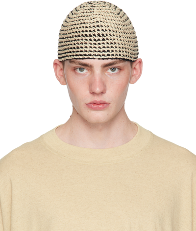 Jan-jan Van Essche Beige & Black #11 Beanie In Black And Off-white