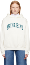 Anine Bing Harvey Sweatshirt In Ivory With Dark Sage In Multi