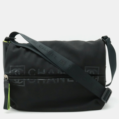 Pre-owned Chanel Nylon Rubber Black Neon Sports Line Coco Mark Shoulder Bag