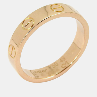 Pre-owned Cartier 18k Rose Gold Love Band Ring Eu 49