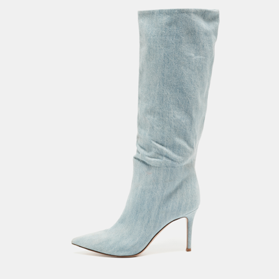 Pre-owned Gianvito Rossi Blue Denim Calf Length Boots Size 38