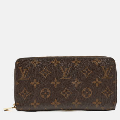 Pre-owned Louis Vuitton Monogram Canvas Zippy Wallet In Brown