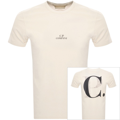 C P Company Cp Company Jersey Logo T Shirt Cream