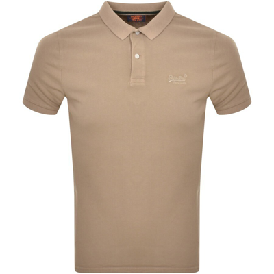 Superdry Short Sleeved Polo T Shirt Brown
