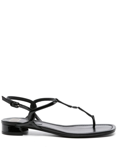 VALENTINO GARAVANI BLACK VLOGO PATENT LEATHER SANDALS