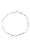 Meshmerise Diamond Paperclip Chain Bracelet In White