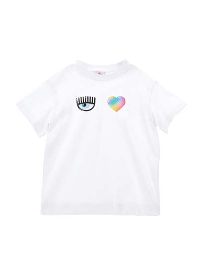 Chiara Ferragni Kids'   Eyelike Maxi T-shirt In White