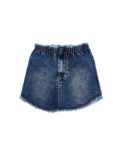 Chiara Ferragni Cfpunk Mini Skirt In Blu Stone Denim