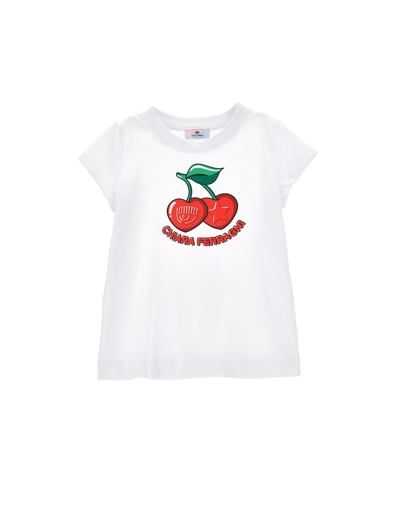 Chiara Ferragni Babies'   Cfcherryprint T-shirt In White