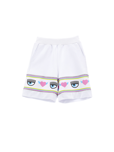 Chiara Ferragni Kids'   Cf Maxilogomania Bermuda Shorts In White