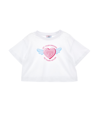 Chiara Ferragni Kids'   Cfpunk Cropped T-shirt In White