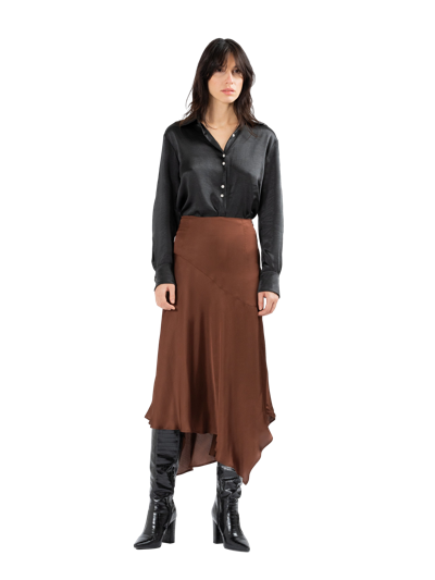 Divalo Seiden Asymmetrical Satin Skirt In Burgundy