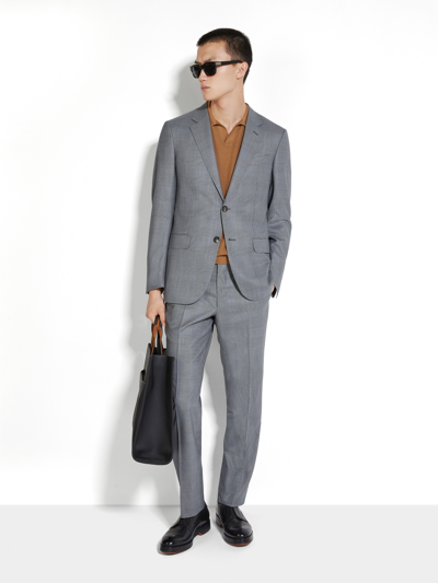 Zegna Black And White Centoventimila Wool Suit In Black/white