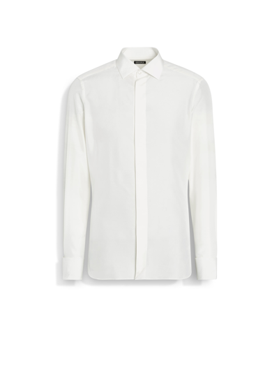 Zegna White Silk Evening Shirt