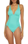 Soluna Shirred Cinched Tie One-piece Swimsuit In Sky