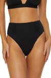 Soluna Ruched High Waist Bikini Bottoms In Black