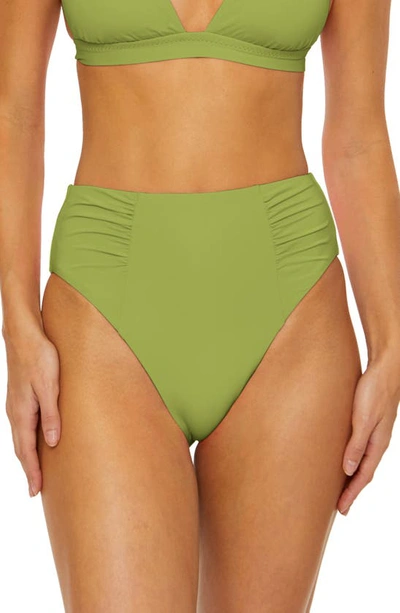 Soluna Ruched High Waist Bikini Bottoms In Kiwi