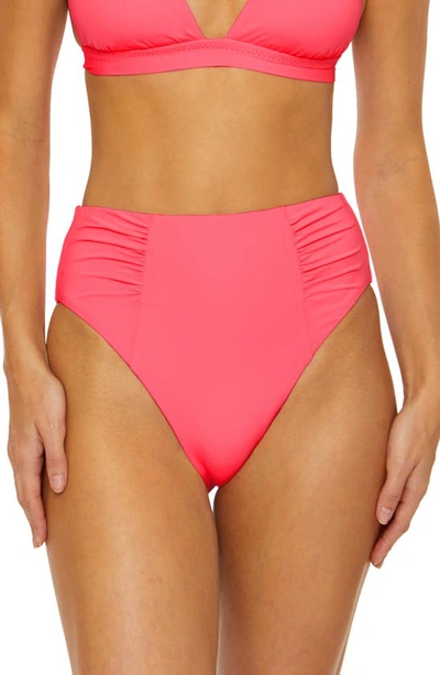 Soluna Ruched High Waist Bikini Bottoms In Popsicle