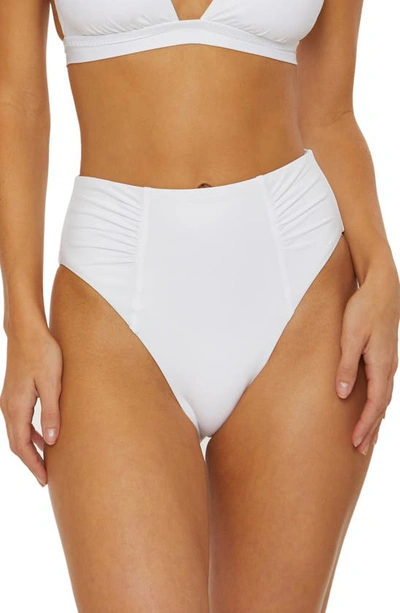 Soluna Ruched High Waist Bikini Bottoms In White
