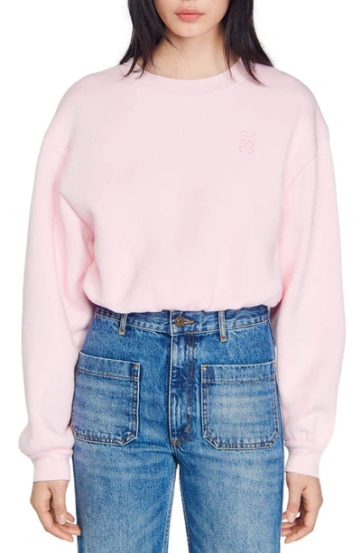 Sandro Jiya Puff Sleeve Sweatshirt In Light Pink