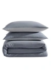 Calvin Klein Reversible 3 Piece Duvet Cover Set, Queen In Medium Blue