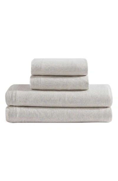 Calvin Klein Modern Cotton Blend Melange Jersey 4 Piece Sheet Set, Queen In Ivory/grey