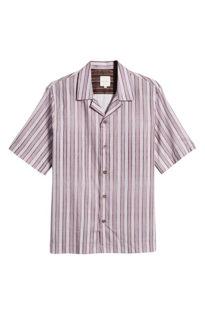 Paul Smith Regular Fit Stripe Camp Shirt In Lilac