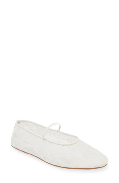 Jeffrey Campbell Mesh Mary Jane Flat In White Lace