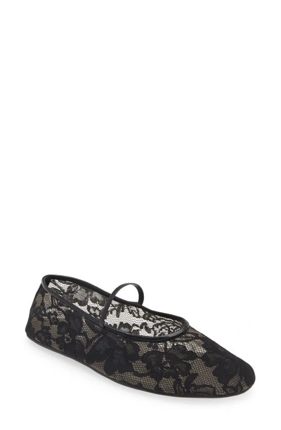 Jeffrey Campbell Mesh Mary Jane Flat In Black Lace