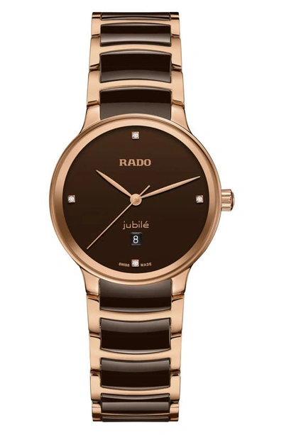 Rado Centrix Diamond Bracelet Watch, 30.5mm In Brown