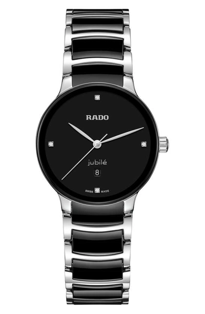 Rado Centrix Diamond Bracelet Watch, 30.5mm In Black
