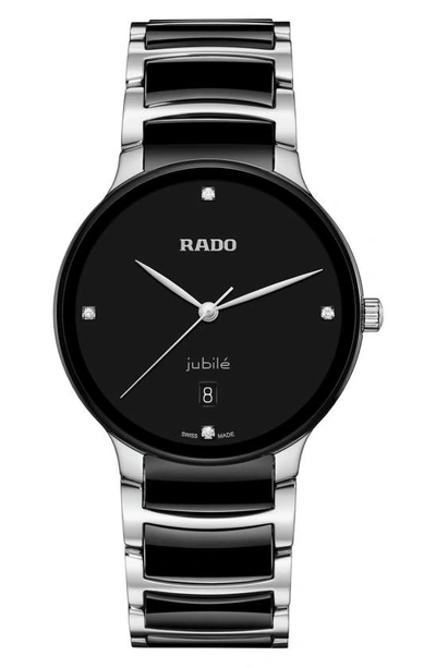 Rado Centrix Diamond Bracelet Watch, 39.5mm In Black
