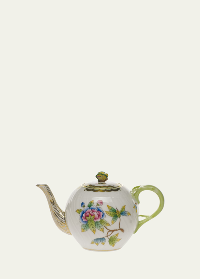 HEREND QUEEN VICTORIA TEAPOT WITH BUTTERFLY FINIAL