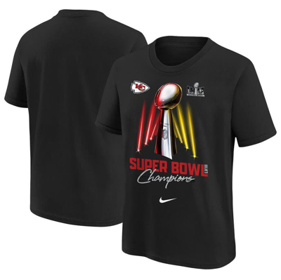 Nike Kids' Youth   Black Kansas City Chiefs Super Bowl Lviii Champions Lombardi Trophy T-shirt