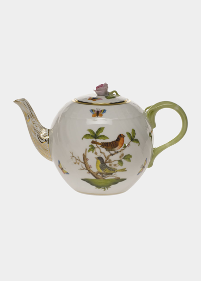 Herend Rothschild Bird Tea Pot With Bird In Multi